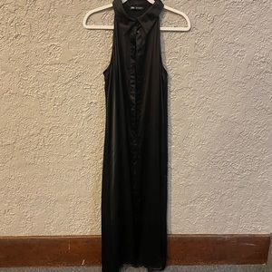 ZARA | satin tank button down maxi dress